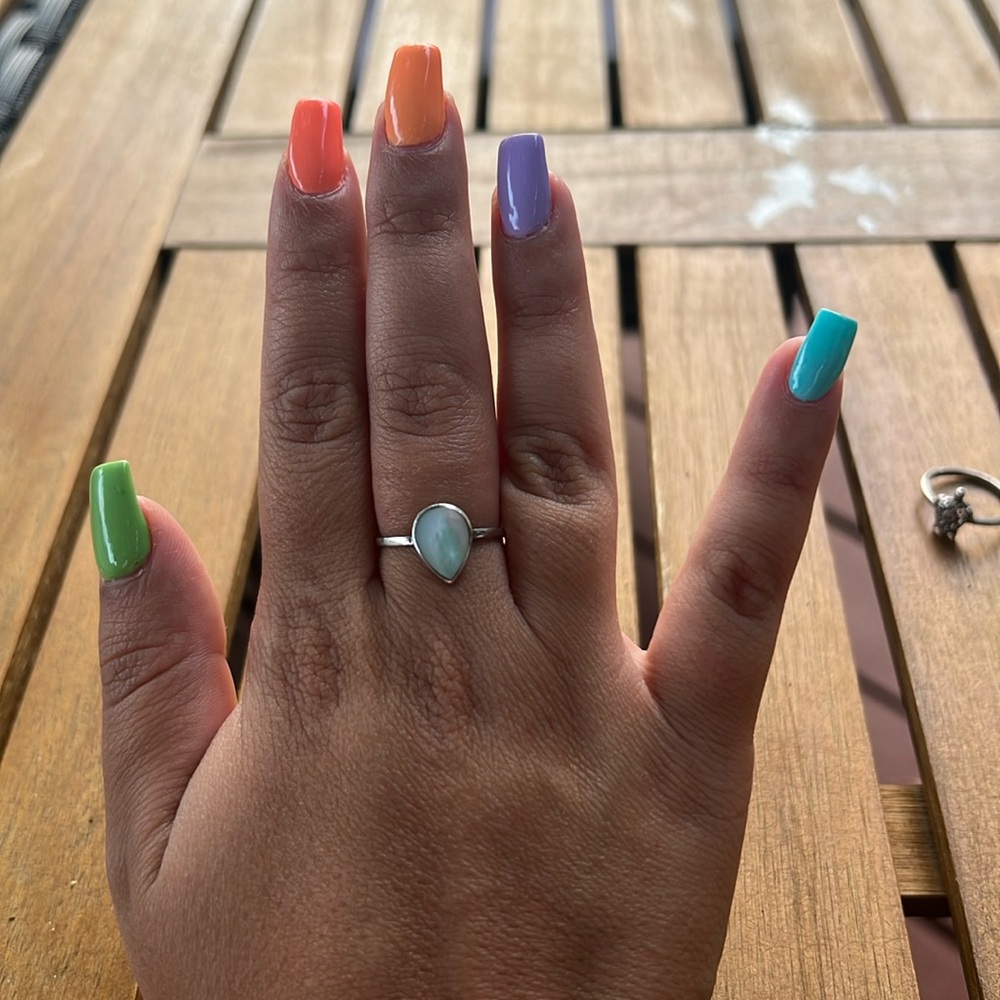 Sterling Silver Blue Lace Agate Ring Size 6